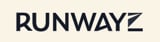 Runwayz logo featuring bold dark blue uppercase text on a light beige background